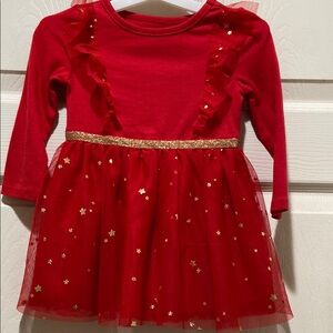 Cat & Jack Red and Gold Star Dress
